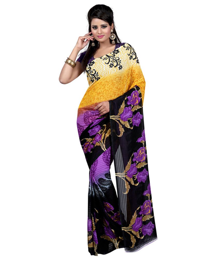 Mukta Fashion Multicoloured Chiffon Saree - Buy Mukta Fashion ...
