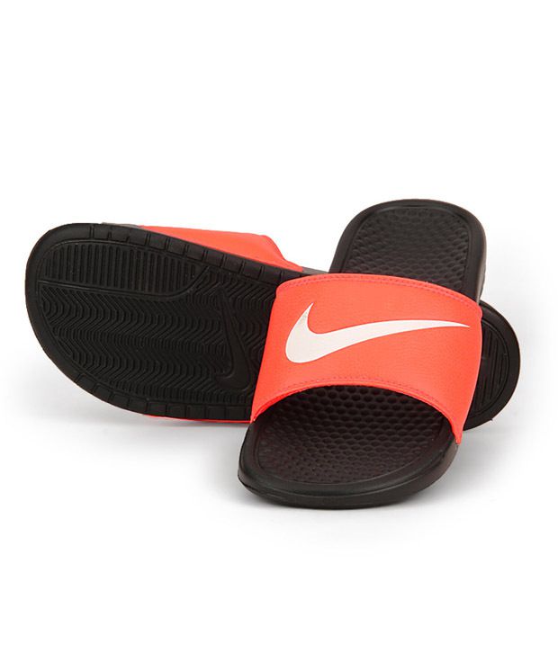 nike slippers black and orange