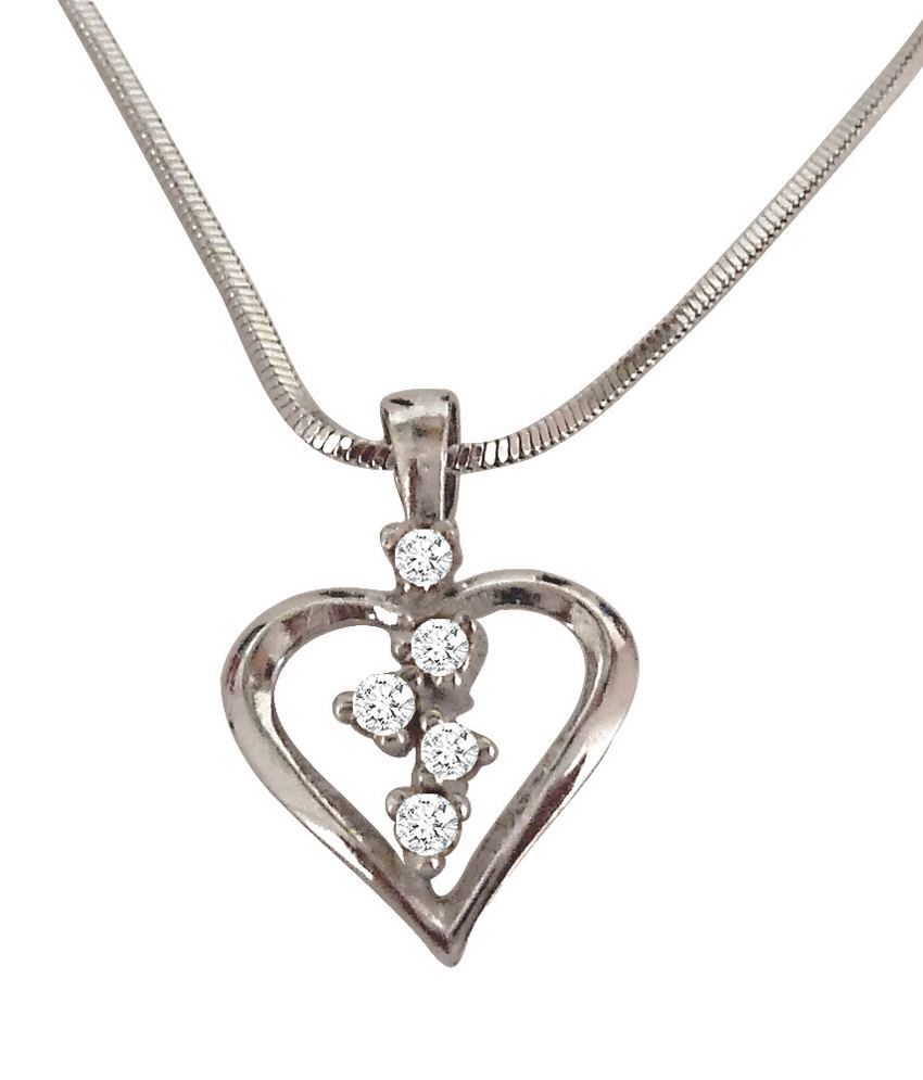 Surat Diamonds Five Star Heart - Diamond & Sterling Silver Pendant With ...