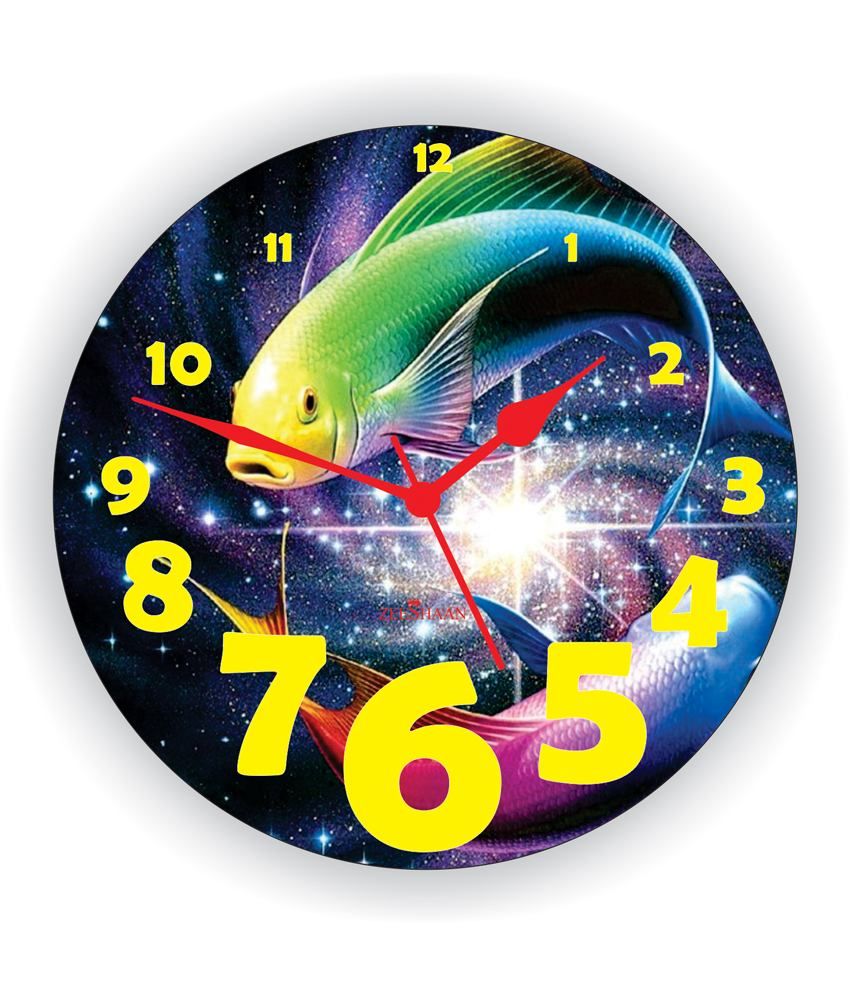 Zeeshaan Blue & Yellow Wooden Wall Clock Buy Zeeshaan Blue & Yellow