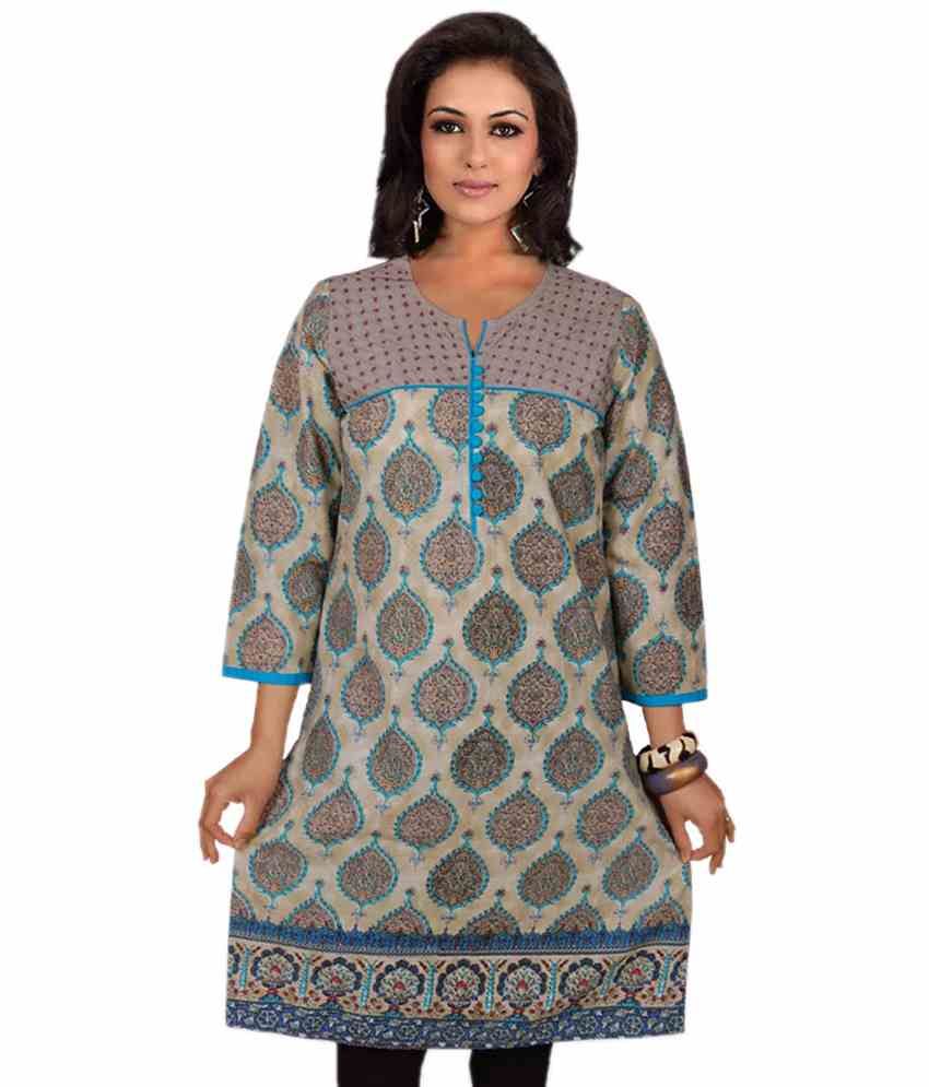 grey printed kurti