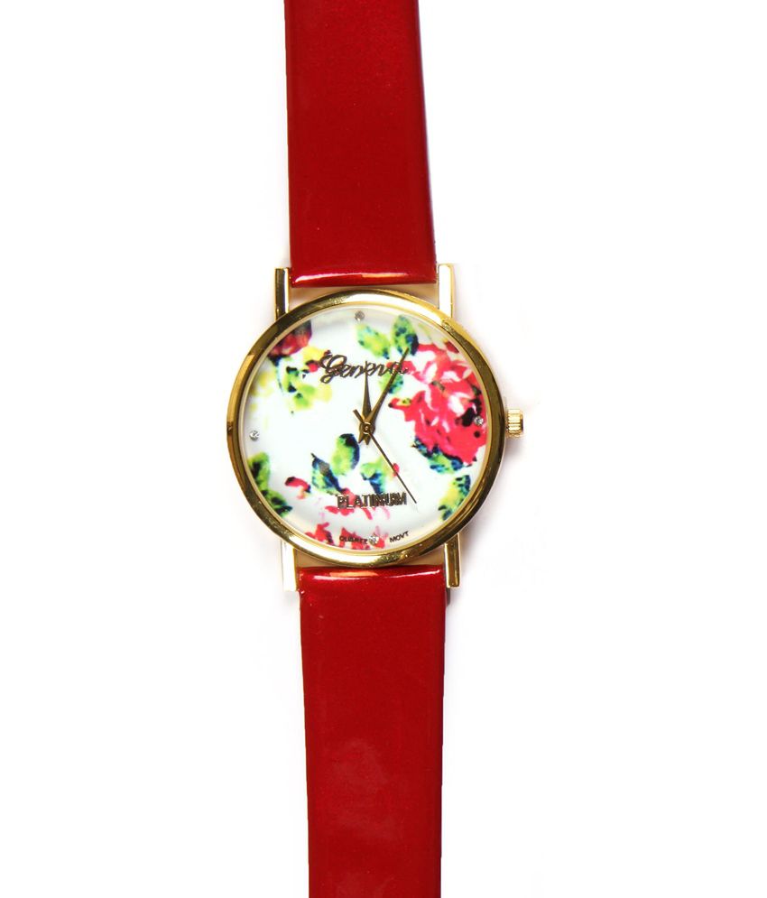 Joker & Witch Floral Red Analog Watch Price in India: Buy Joker & Witch ...