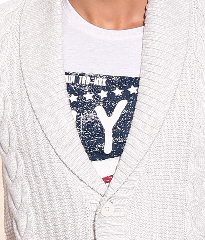 Celio White Cotton V-neck Sweater - Buy Celio White Cotton V-neck Sweater Online at Best Prices 
