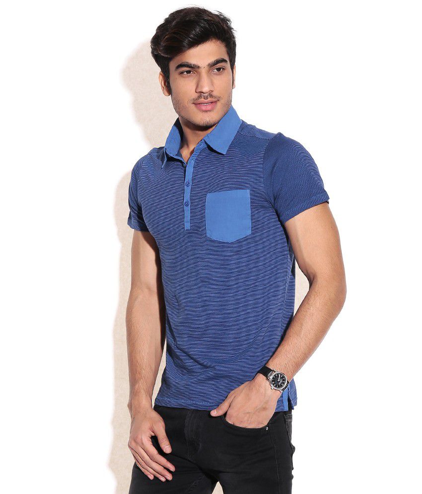 Celio Blue Cotton T-shirt - Buy Celio Blue Cotton T-shirt Online at Low