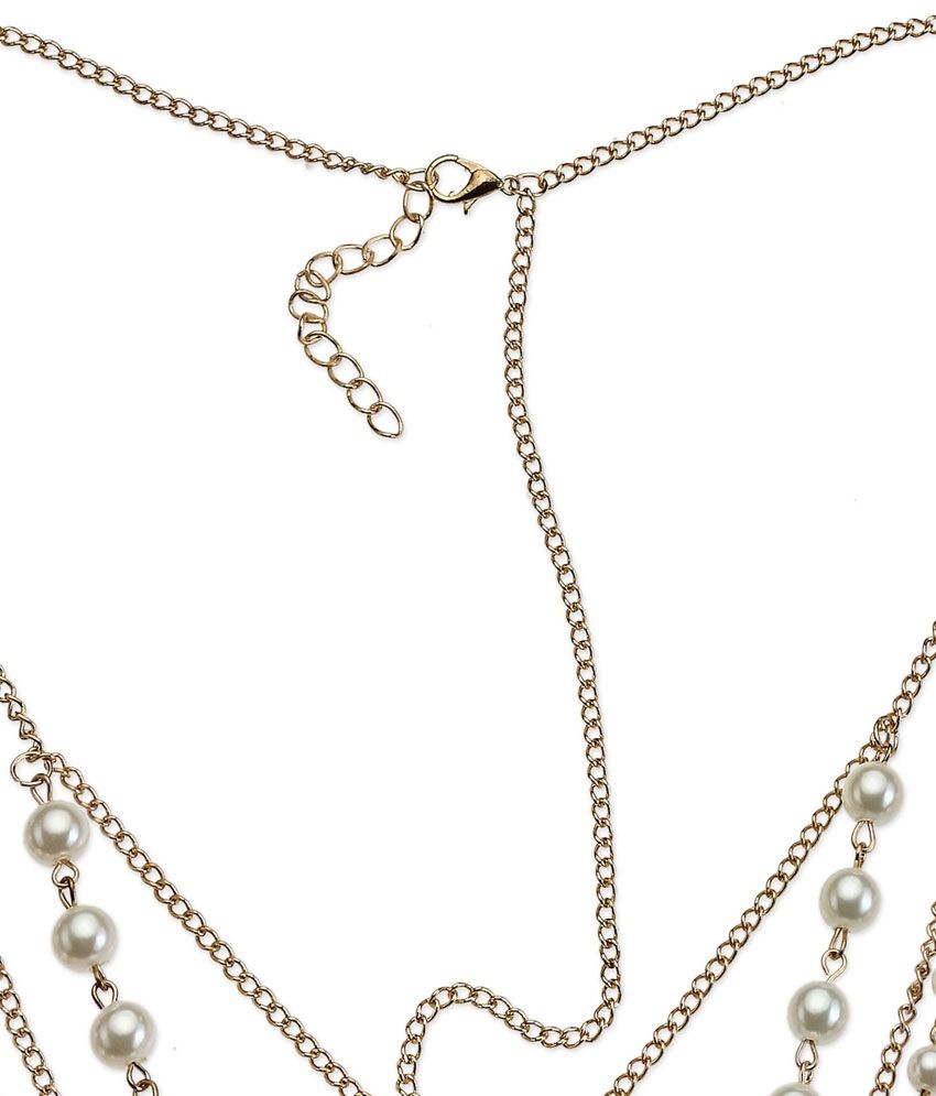fayon contemporary statement golden chain with pearl tikka and