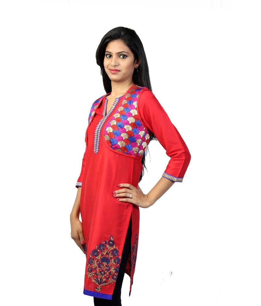 red festive kurti