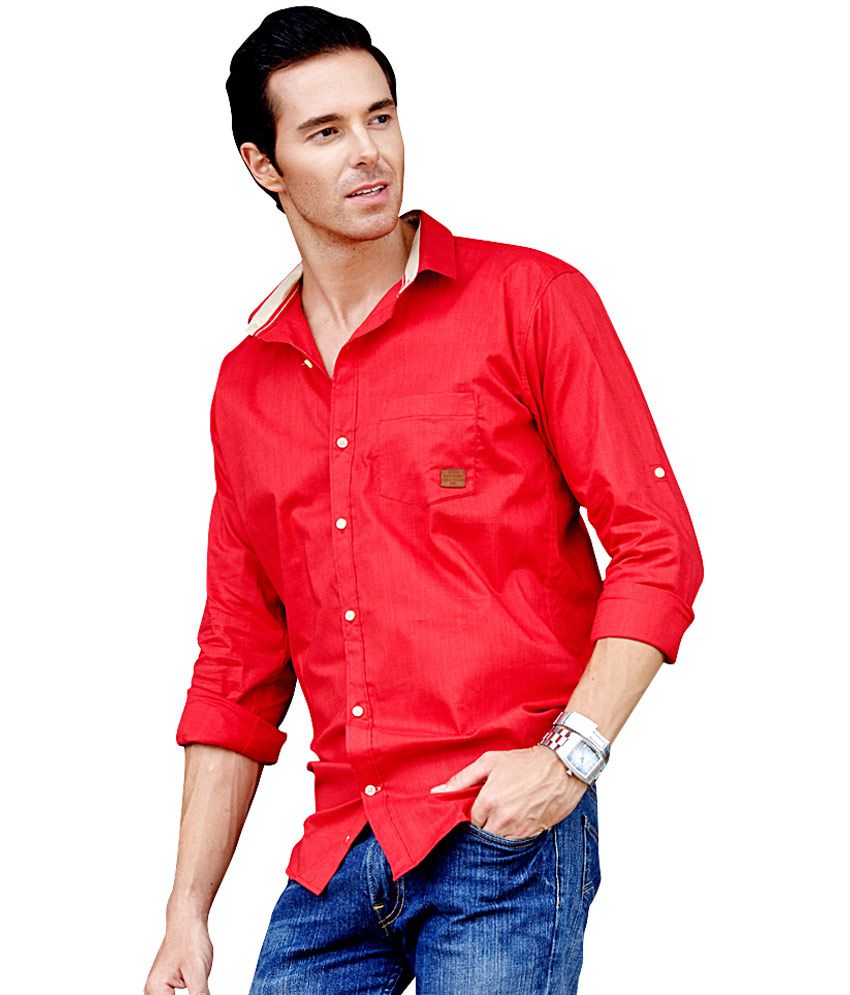 red cotton shirts