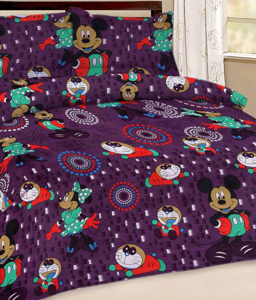Disney Cartoon Print Pure Cotton Double Bed Sheet With 2 Pillow Covers: Buy  Disney Cartoon Print Pure Cotton Double Bed Sheet With 2 Pillow Covers at  Best Prices in India - Snapdeal