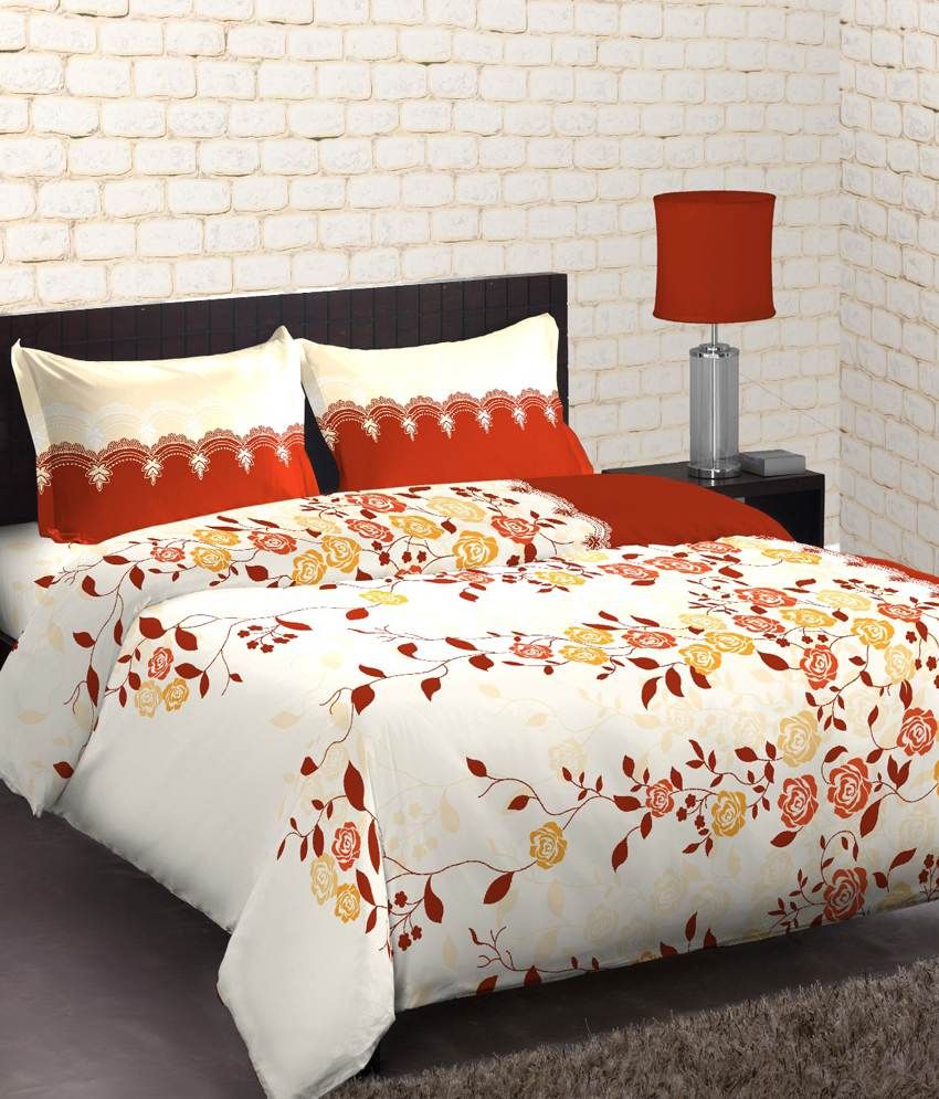 Home Expression Usa Brown Floral Cotton Double Bed Sheet With 2 Pillow Covers (callidora