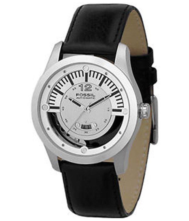 fossil chronograph silver dial men's watch
