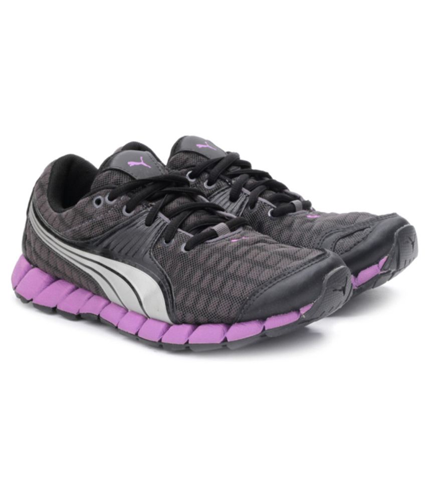 puma black and purple shoes