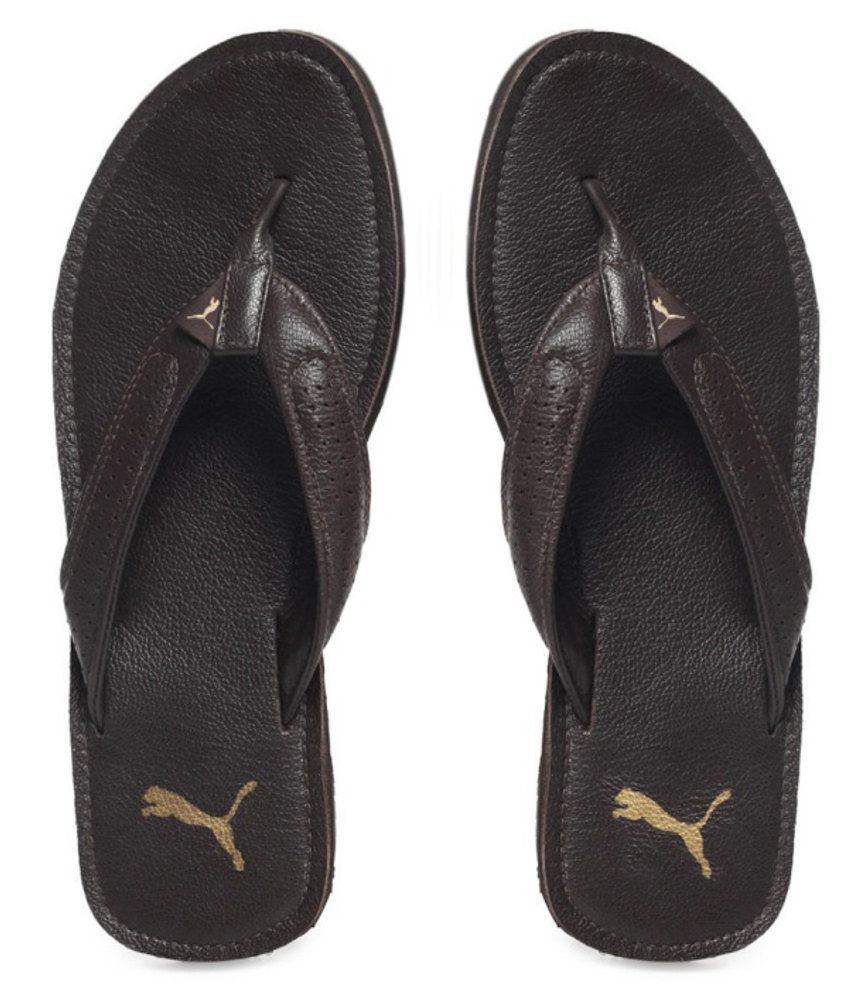 puma brown slippers