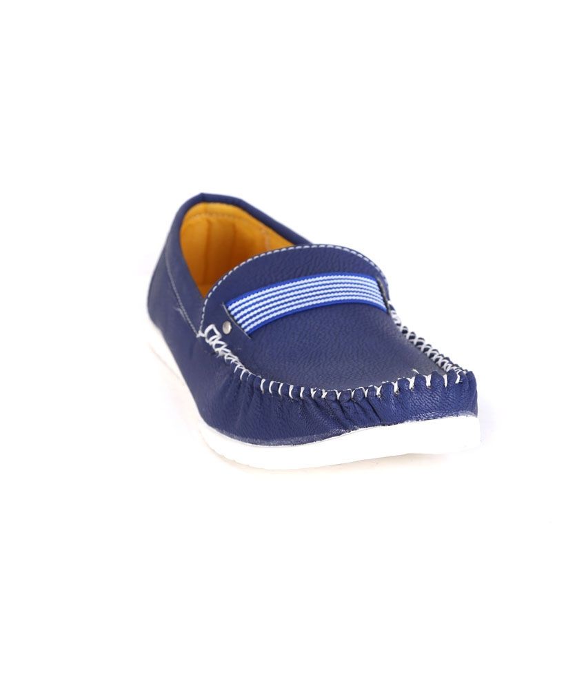 mens blue leather slip on shoes