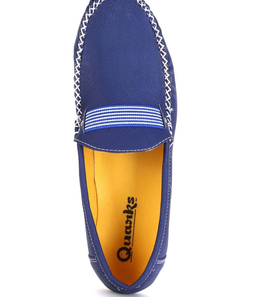 mens blue leather slip on shoes