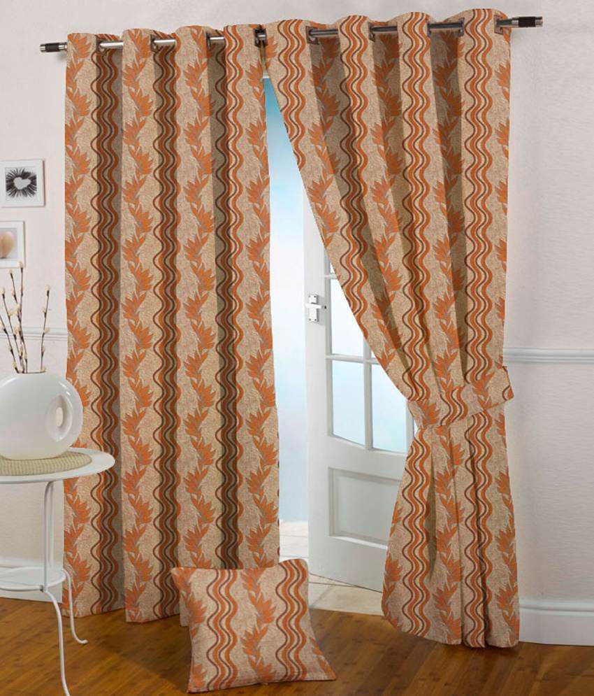 Presto Single Door Eyelet Curtain Contemporary Orange