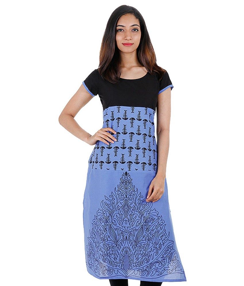 Estyle Blue Half Sleeve Cotton Kurtis - Buy Estyle Blue Half Sleeve ...