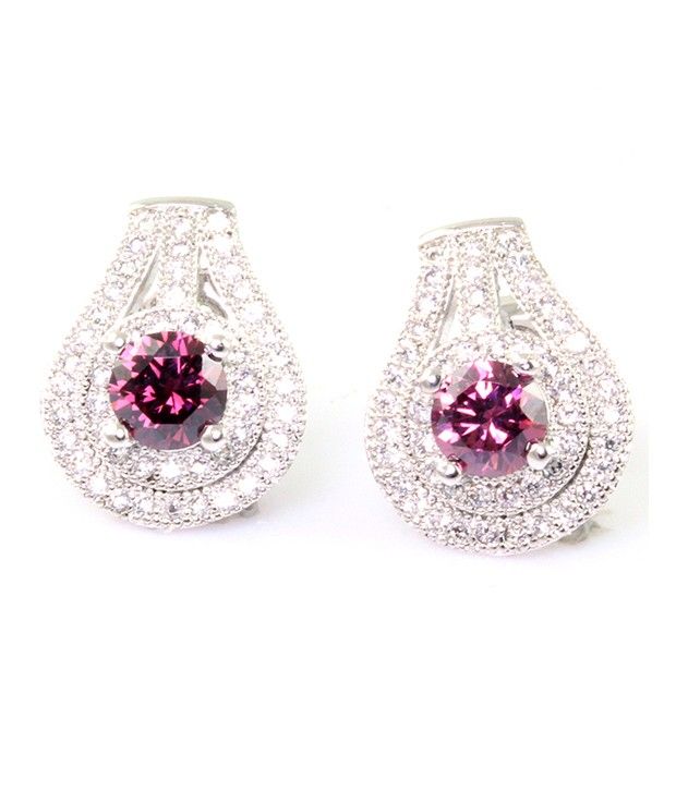 Rodo Look Stone & Cz Silver Plated Decent Earring SuperShine Jewelry ...