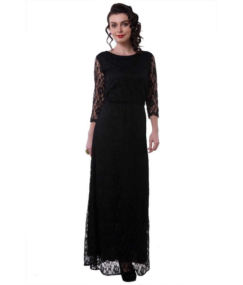 black lace maxi dress with sleeves