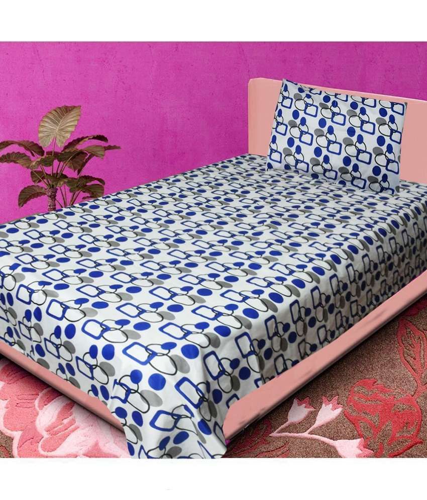 Homefab India Multicolour Poly Cotton Printed Single Bedsheet Set Of