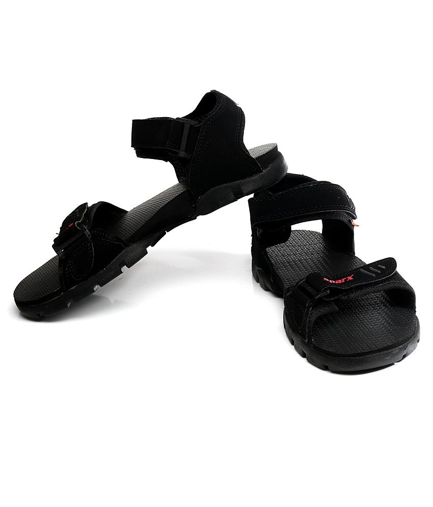 sparx black sandals