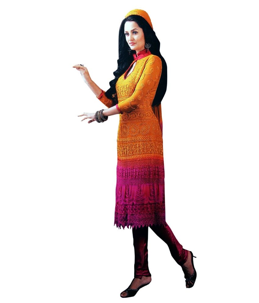 Karachi Multi Chiffon Kashmiri Work Dress Material Buy Karachi Multi