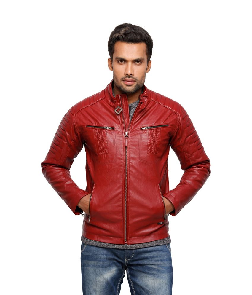 Status Quo Red Pu Leather Full Sleeves Men Jacket Status Quo Red Pu Leather Full Sleeves Men Jacket