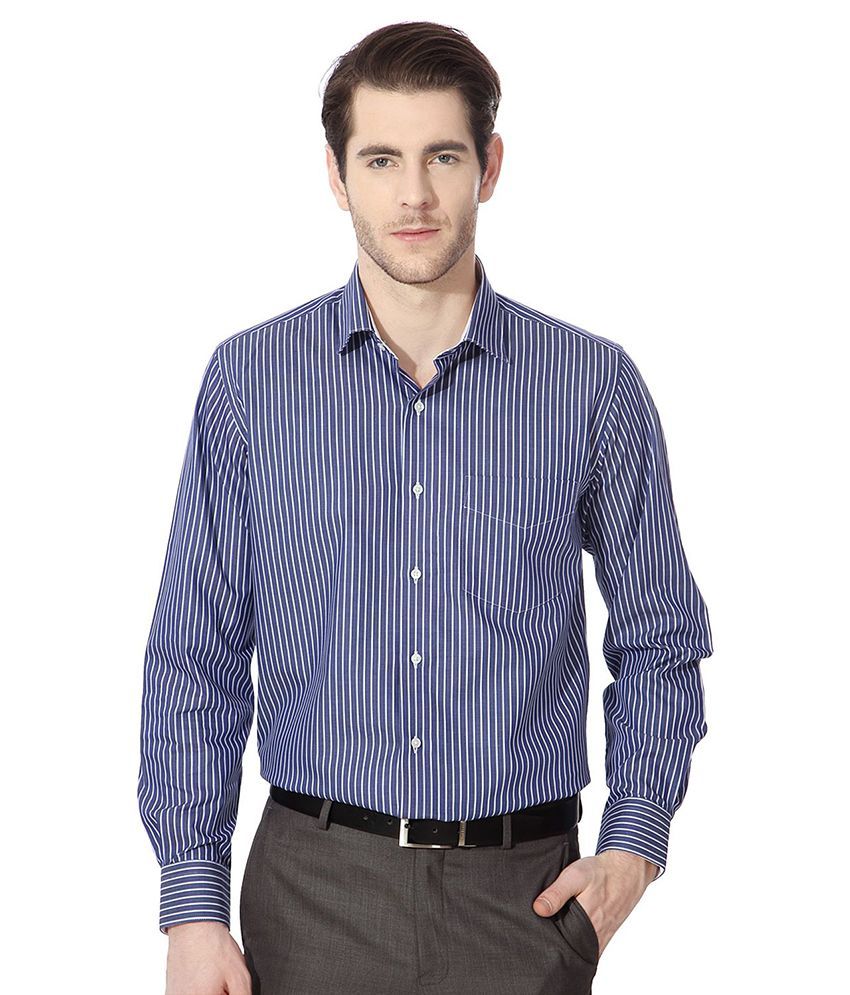 Van Heusen Dark Blue Stripe Shirt - Buy Van Heusen Dark Blue Stripe ...
