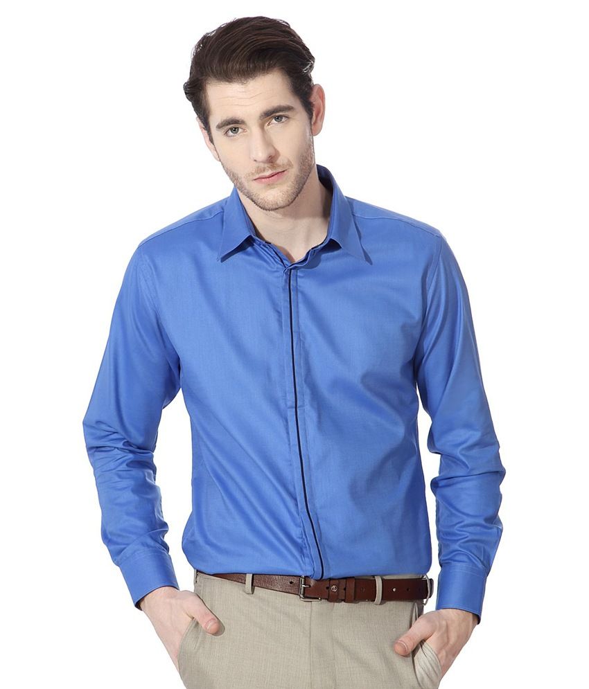 Van Heusen Blue Concealed Placket Shirt Buy Van Heusen Blue Concealed