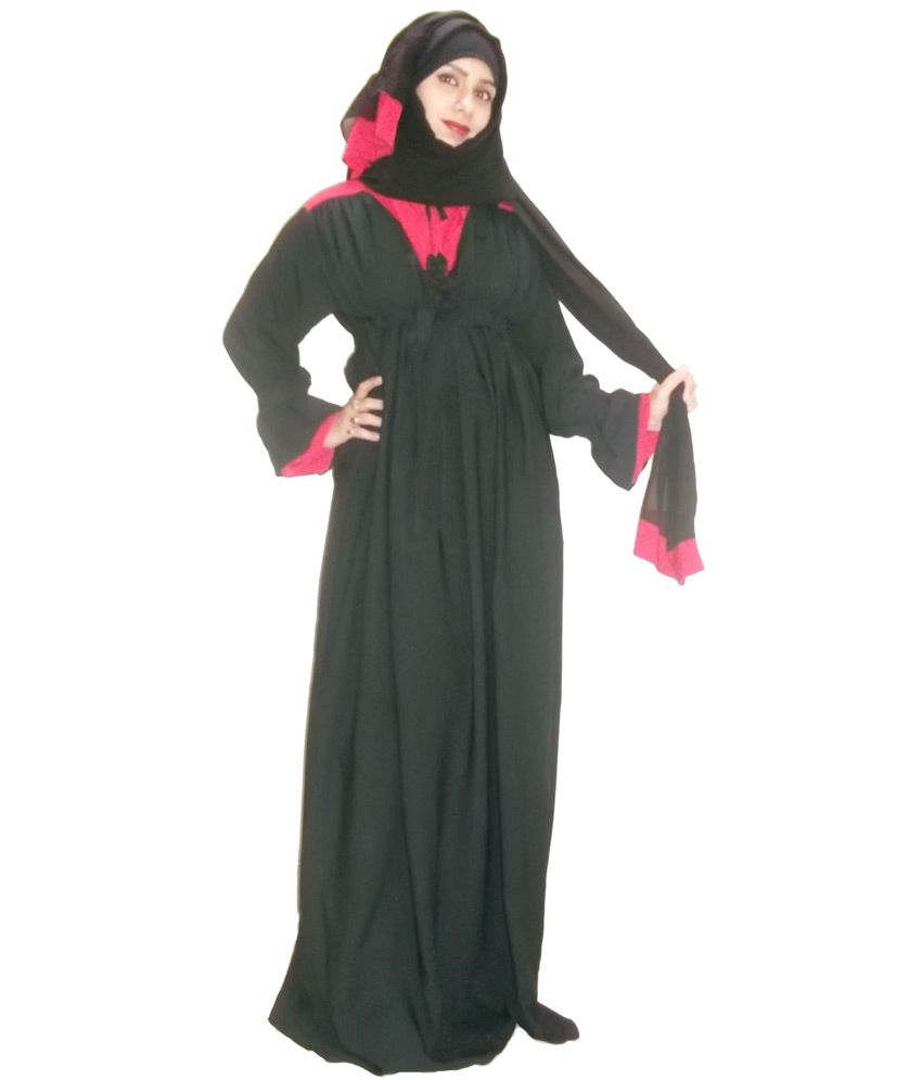 Al-raaya Red Black Abaya With Shayla Price in India - Buy Al-raaya Red ...