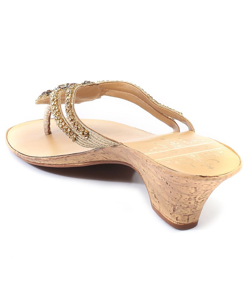 Catwalk Gold Wedges Heeled Slip-on Price in India- Buy Catwalk Gold ...