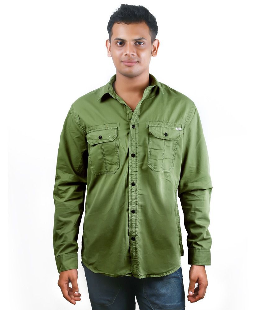 light green denim shirt