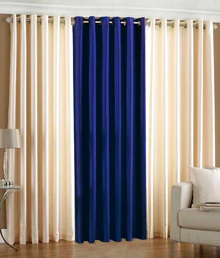     			Homefab India Plain Semi-Transparent Eyelet Window Curtain 5ft (Pack of 3) - Multicolor