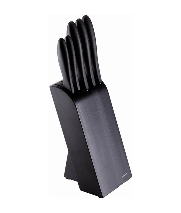 fiskars knife block with 5 knives