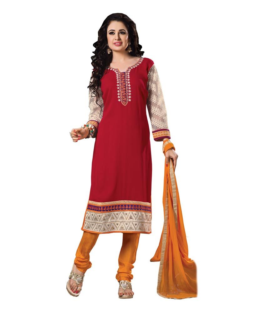 Ritu Creation Red Pure Georgette Kasab Work Stitched Salwar Suit - Buy ...