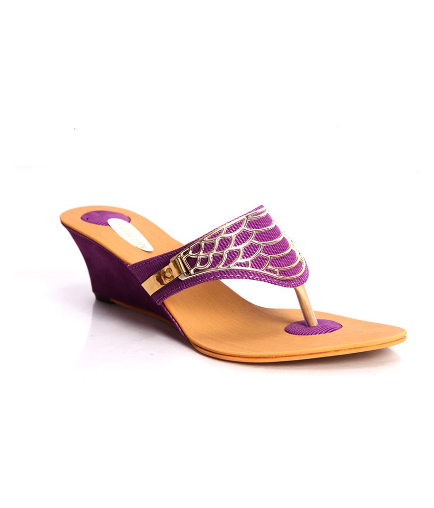 Latest Purple Faux Leather Festive Women's Flat Sandal Price in India ...