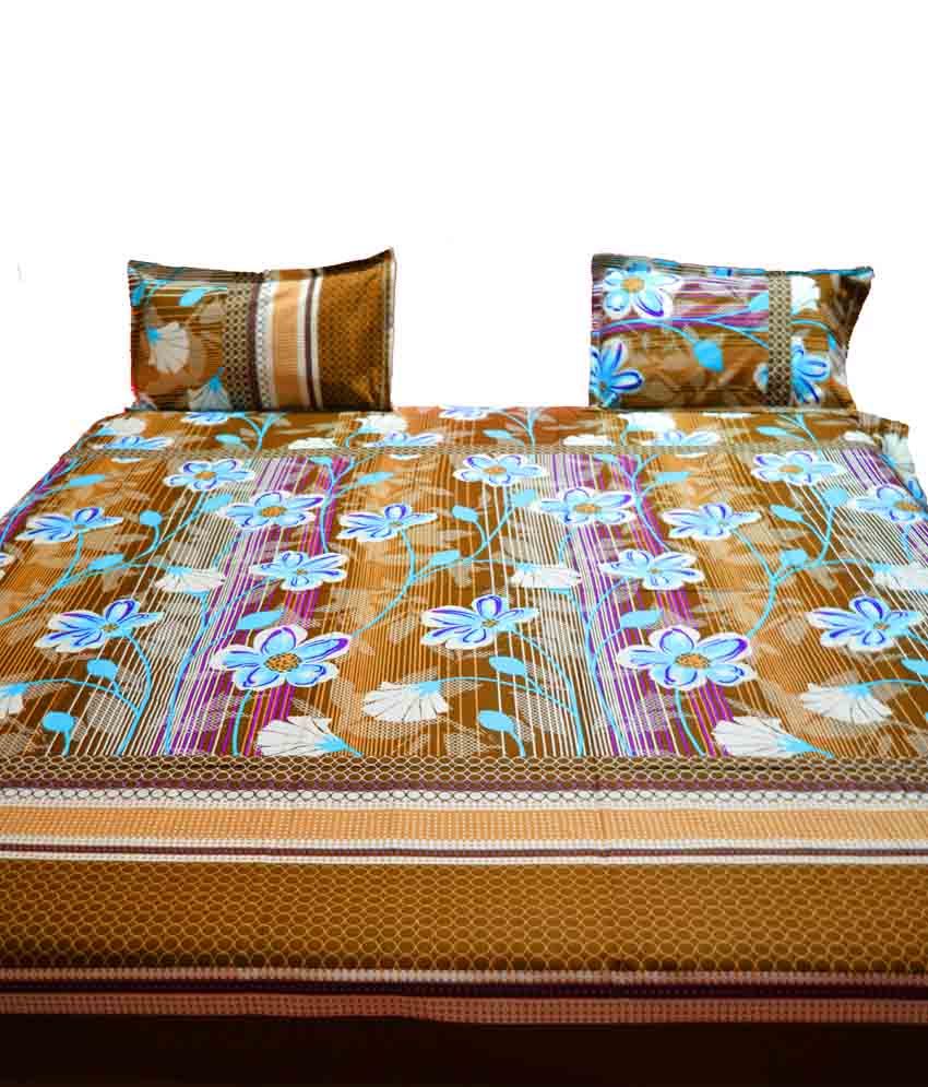 Rajwada Brown Geometrical Flat Double Bedsheet Buy Rajwada Brown