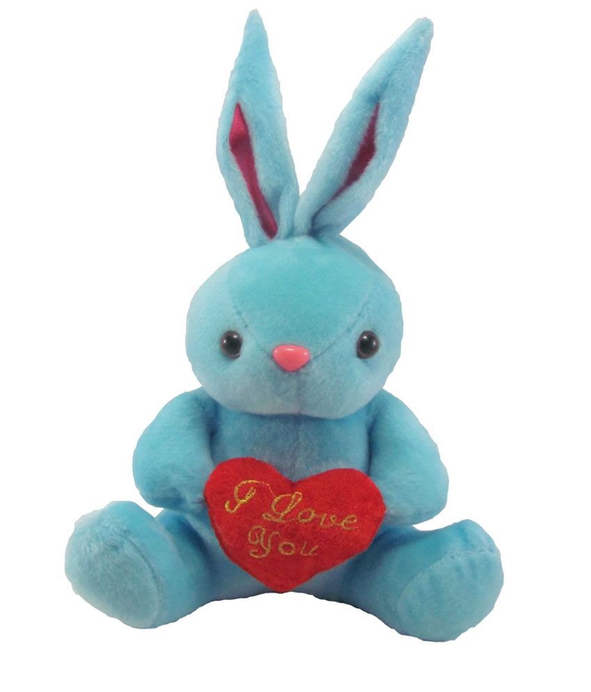     			Tickles Blue Cute Rabbit with Heart Stuffed Soft Plush Toy Kids Birthday 19 cm