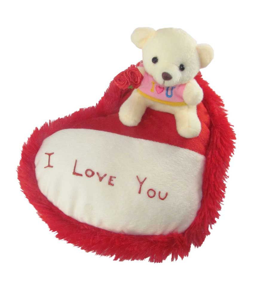     			Tickles Stuffed Soft Plush Toy Kids Birthday Red Teddy on Heart 20 cm