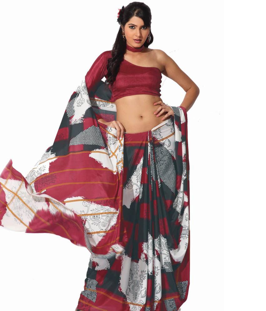 Garden Vareli Black Art Crepe Saree Buy Garden Vareli Black Art Crepe