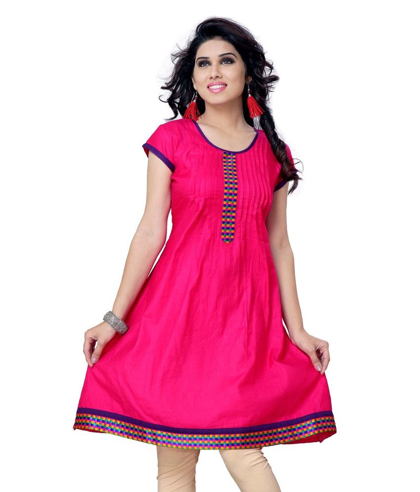 Miss & Mrs Pinkcolor Casual Cap Sleeve Cotton Women's Kurti Buy Miss