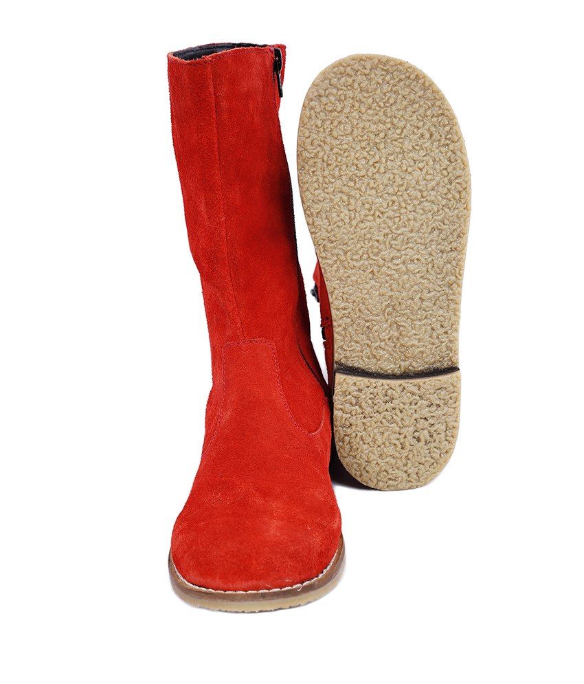 dark red flat boots