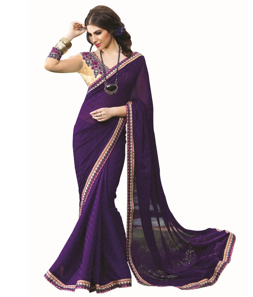 Aarti Saree Navy Blue Jacquard Embroidered Saree With Blouse Piece