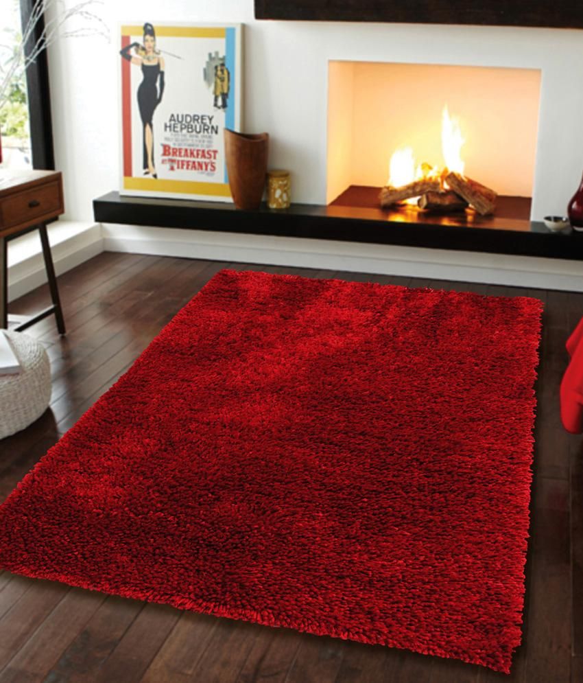 Flooring India Company Red Polyester Hand Made Carpet 5x7 Ft. - Buy ...