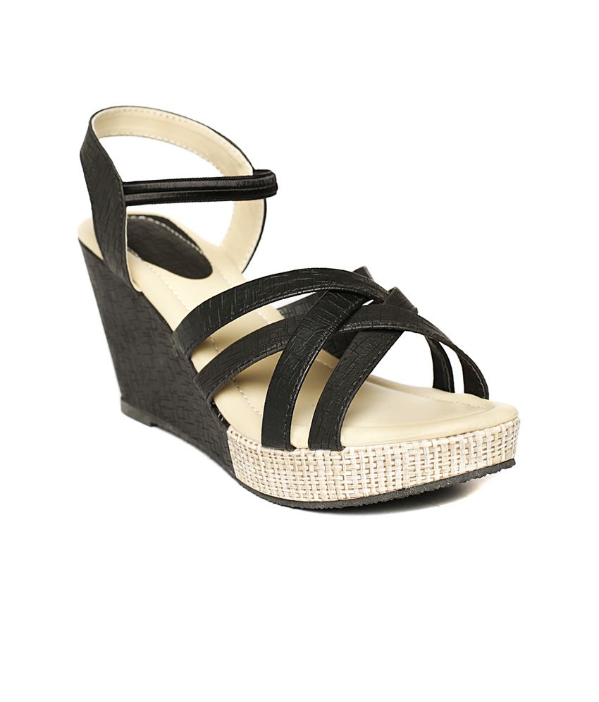 black high heel wedge shoes