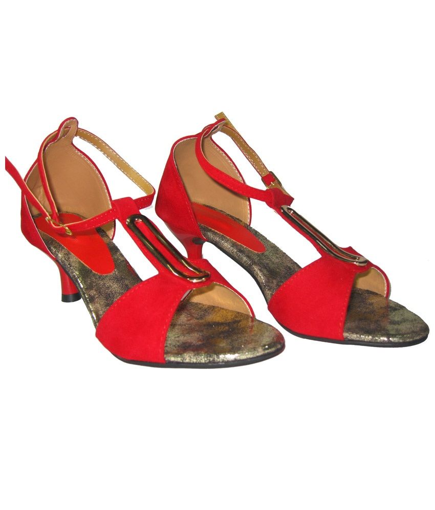 red low heel sandals