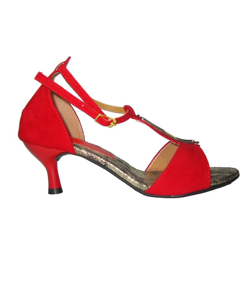 red low heel sandals