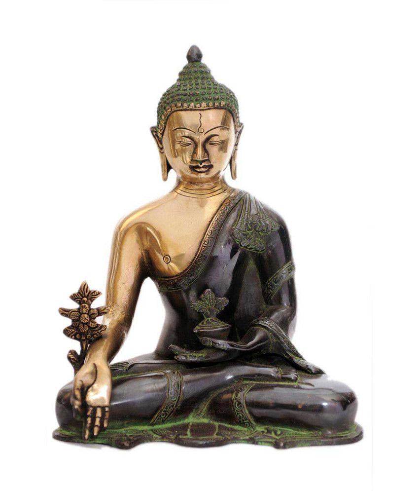 Statuestudio Buddha Statue / Idol Brass Medicine Buddha Black
