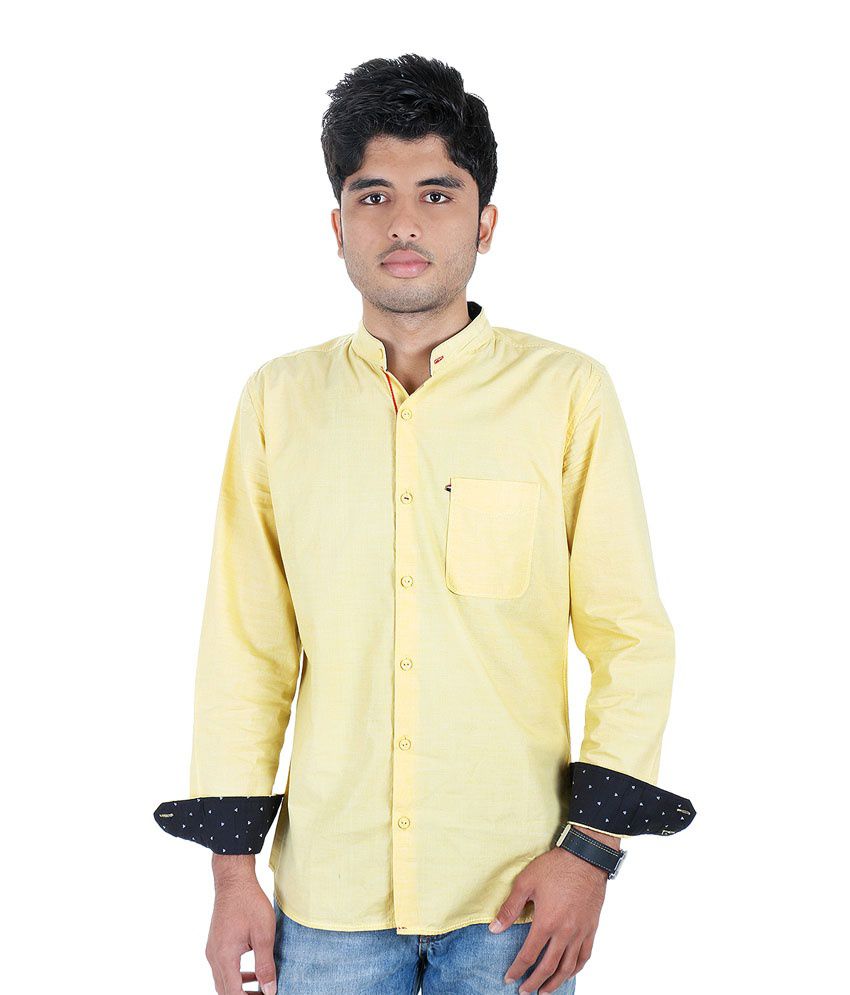 West Flax Yellow Cotton Slim Fit Casual Shirt - Buy West Flax Yellow ...