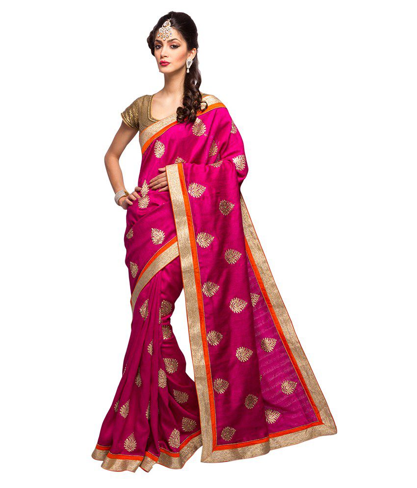 Mina Bazaar Pink Raw Silk Saree - Buy Mina Bazaar Pink Raw Silk Saree ...