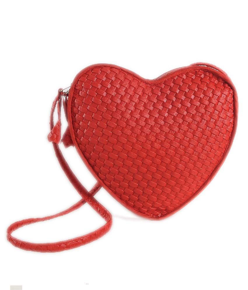 Buy Swayam Red Heart Shape Sling Leatherite Bag at Best Prices in India ...